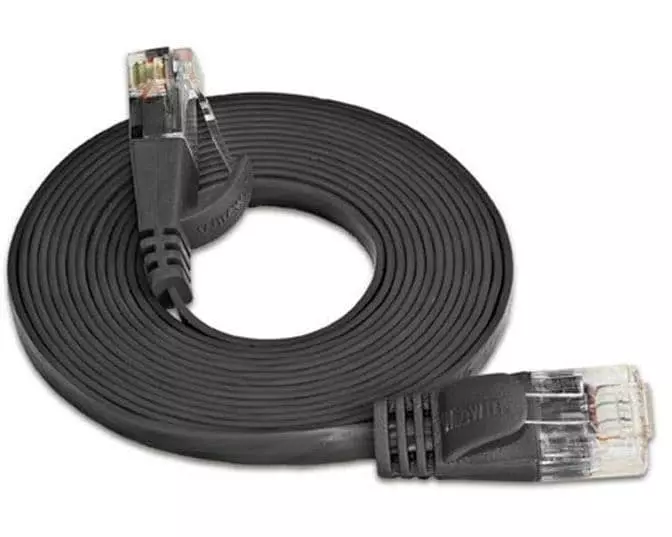 SLIM Slimpatchkabel RJ-45 - RJ-45, Cat 6, UTP, 0.25 m, Schwarz
