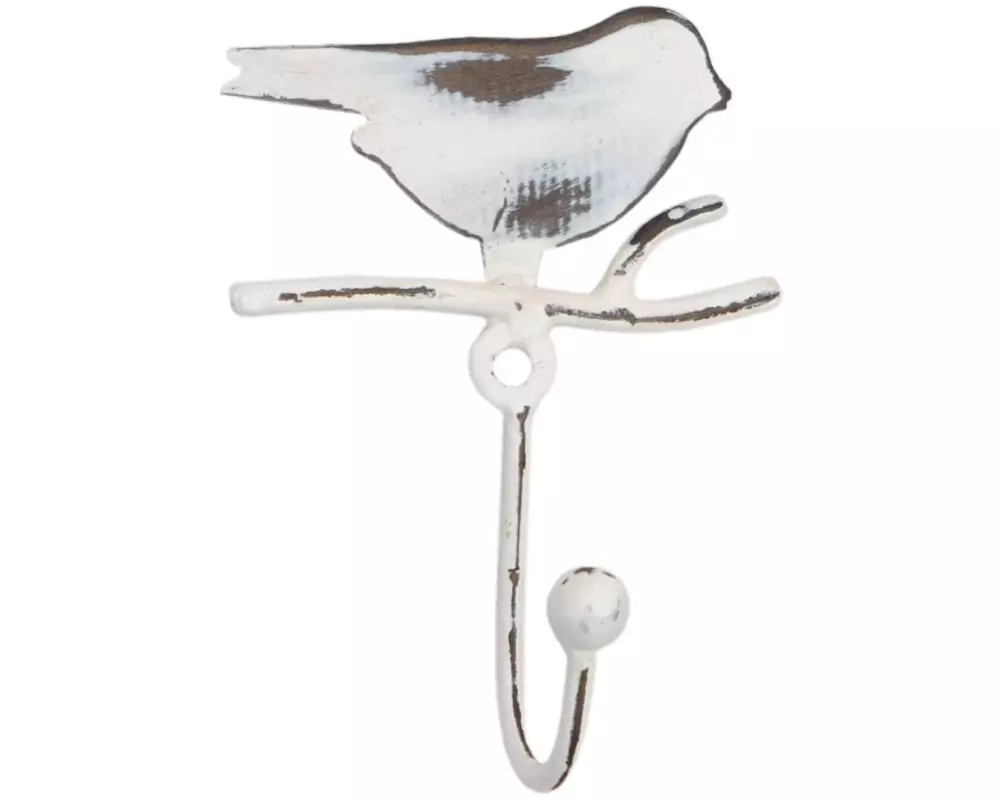 Tranquillo Wandhaken Vogel, Weiss, 10 cm