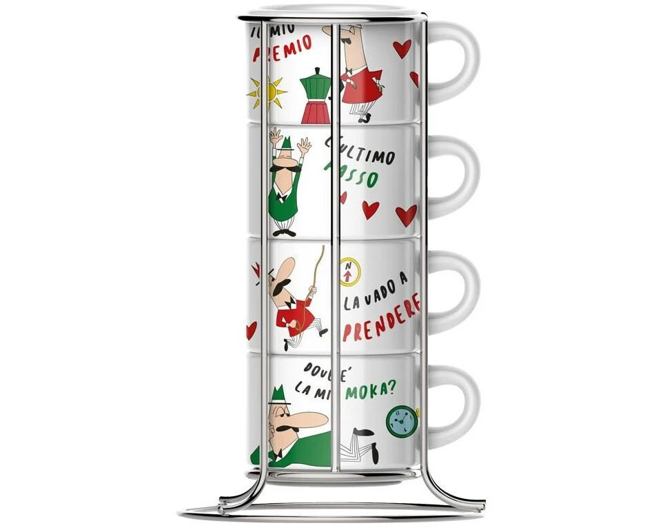 Bialetti Cappuccino Tassen Set 265 ml, 4 Stück, Mehrfarbig