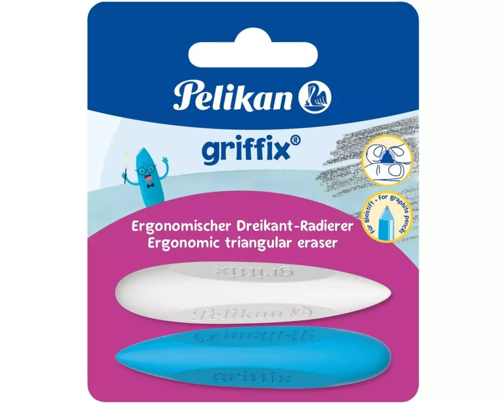 Pelikan Radiergummi Griffix 2 Stück, farbig, Blister