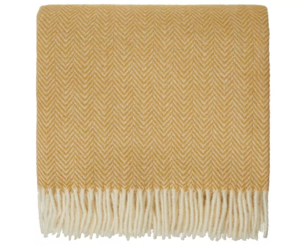 Urbanara Wolldecke Gotland Senfgelb 140 x 220 cm