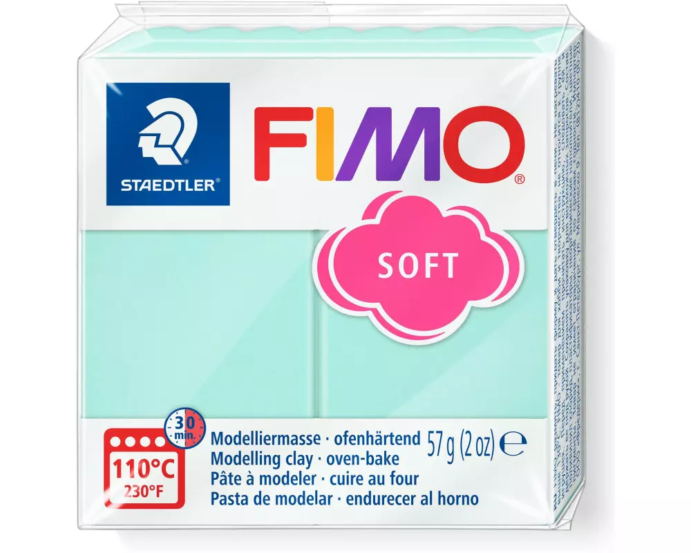 Fimo Modelliermasse Soft Mint transparent / Pearl