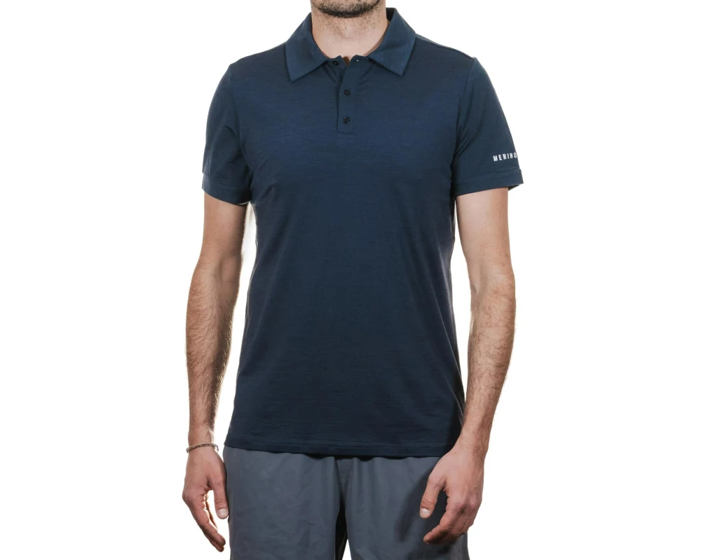 Merino & More Kurzarmshirt Polo XL, Dunkelblau