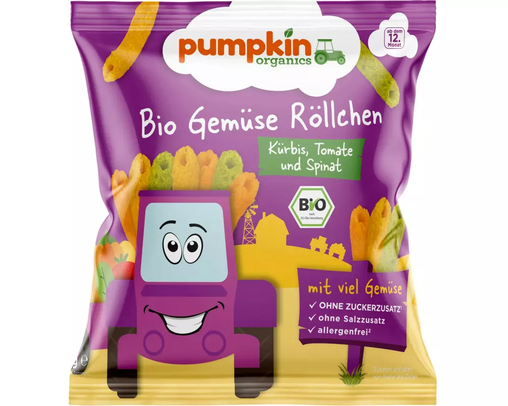 pumpkin organics Gemüse-Röllchen Bio, Kürbis, Tomate, Spinat, 20 g