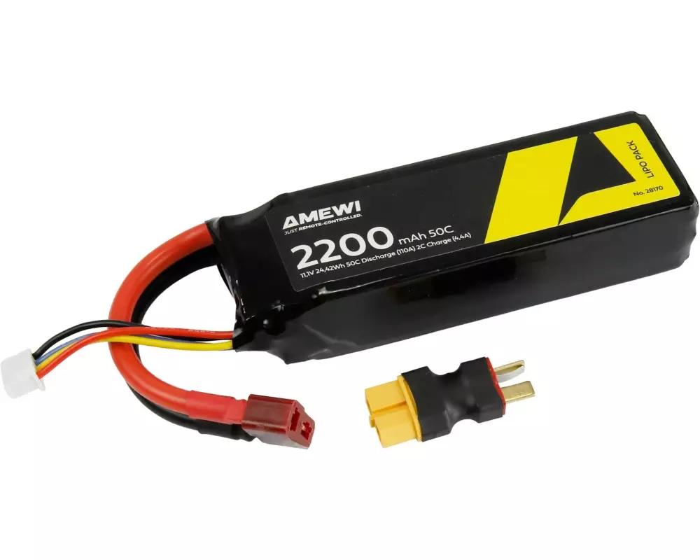 Amewi RC-Akku LiPo 3S 11.1 V 2200 mAh 50C Inkl. Adapter T-Plug