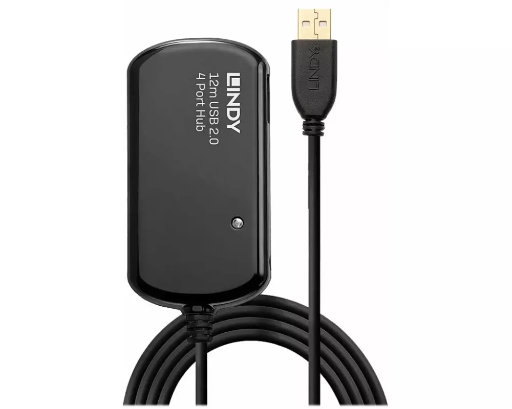 LINDY USB 2.0 Active Extension Pro 4 Port Hub, 12m