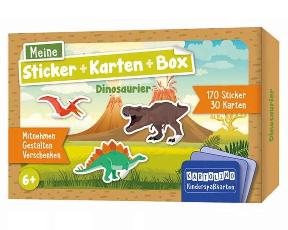 Meine Sticker + Karten + Box - Dinosaurier
