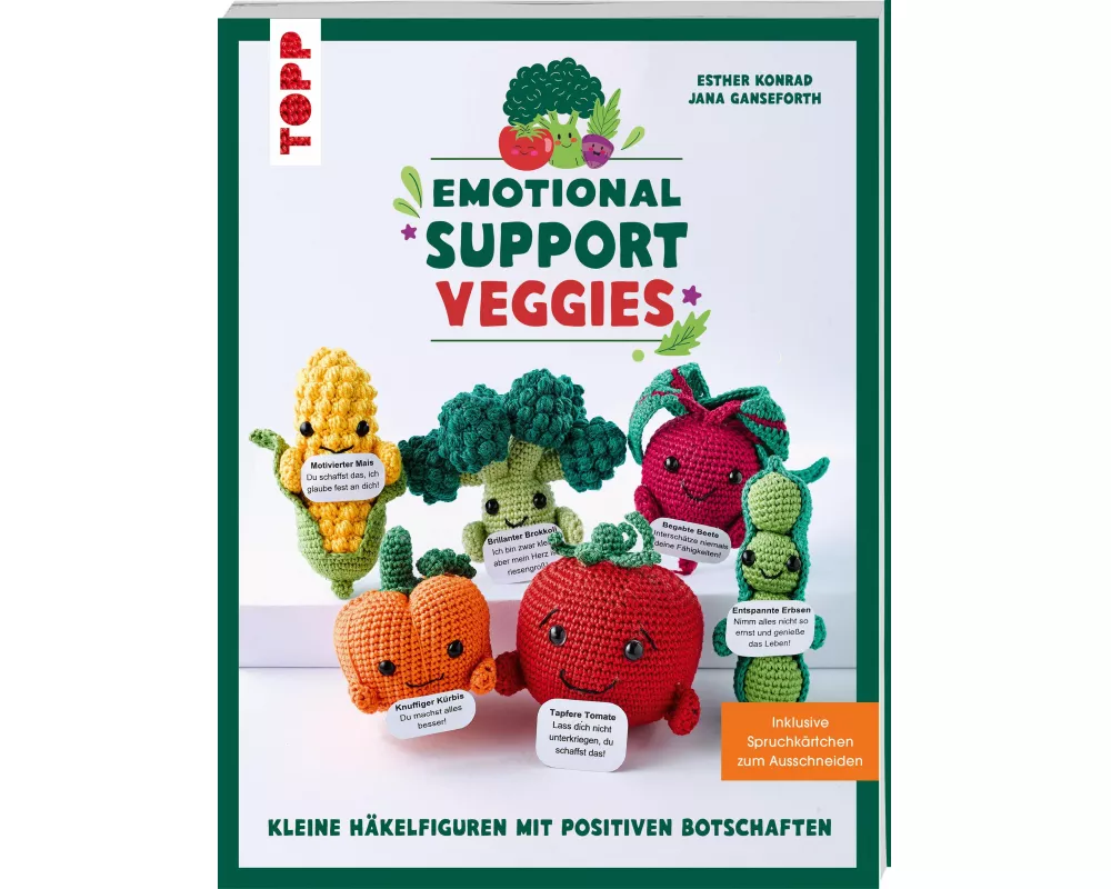 Emotional Support Veggies. Kleine Häkelfiguren mit positiven Botschaften