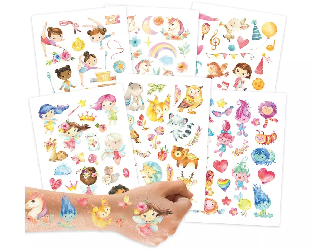 Papierdrachen Tattoo Set Feen und Trolle