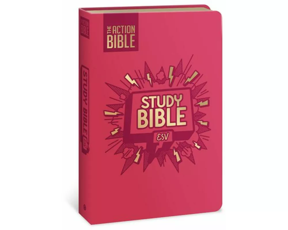 The Action Bible Study Bible Esv, Leathersoft, Pink, Full Color