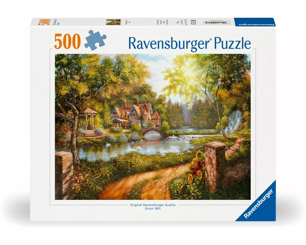 Erwachsenenpuzzle 500 Teile - Cottage am Fluss