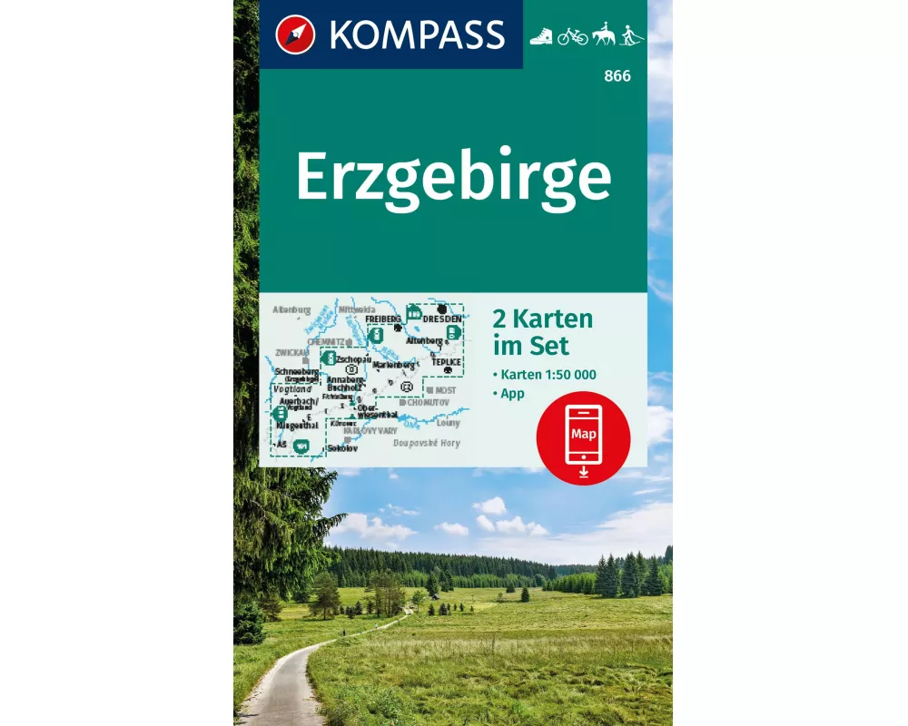 KOMPASS Wanderkarten-Set 866 Erzgebirge (2 Karten) 1:50.000