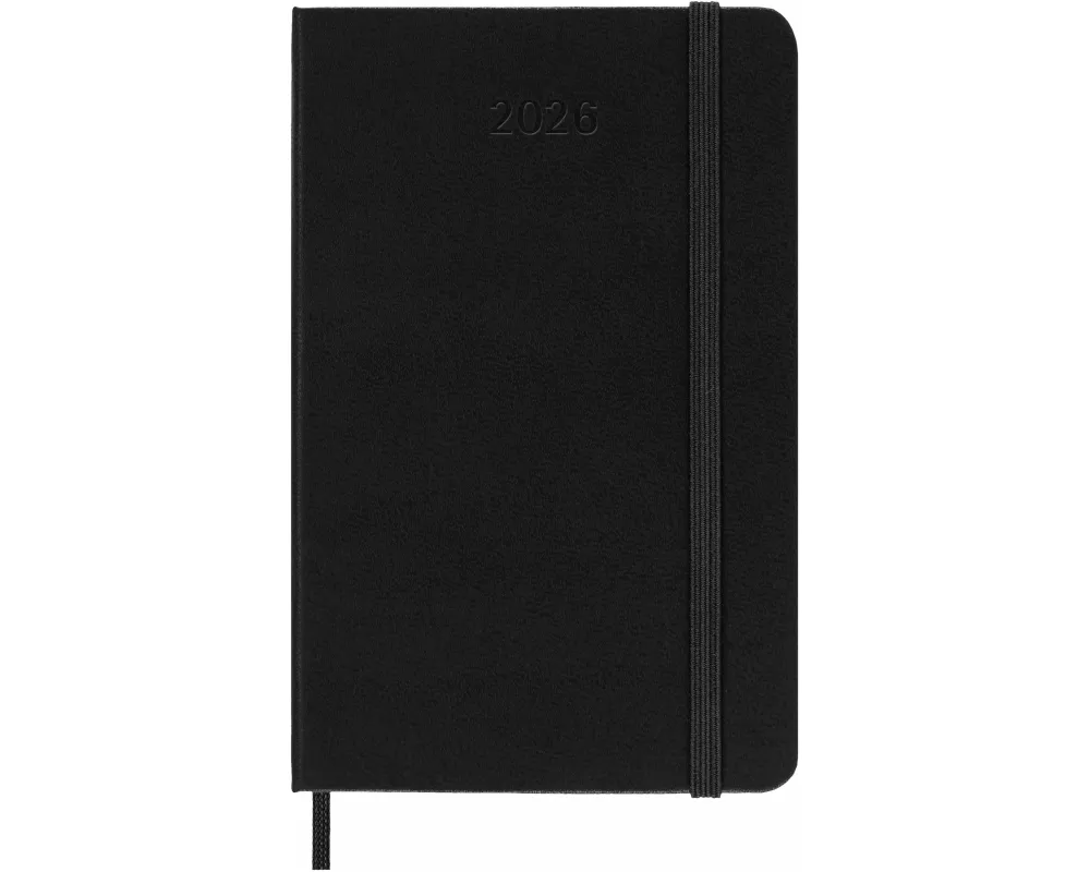 Moleskine 12 Monate Wochenkalender 2026, Pocket/A6, 1 Wo = 2 Seiten, horizontal, fester Einband, Schwarz