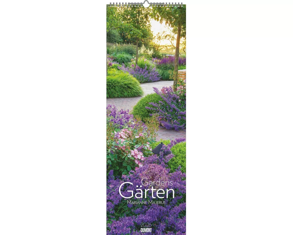 DUMONT - Gärten 2026 – Wandkalender King-Size 34×98 cm mit 12 Gartenfotografien, Naturkalender für Gartenfreunde & Pflanzenliebhaber