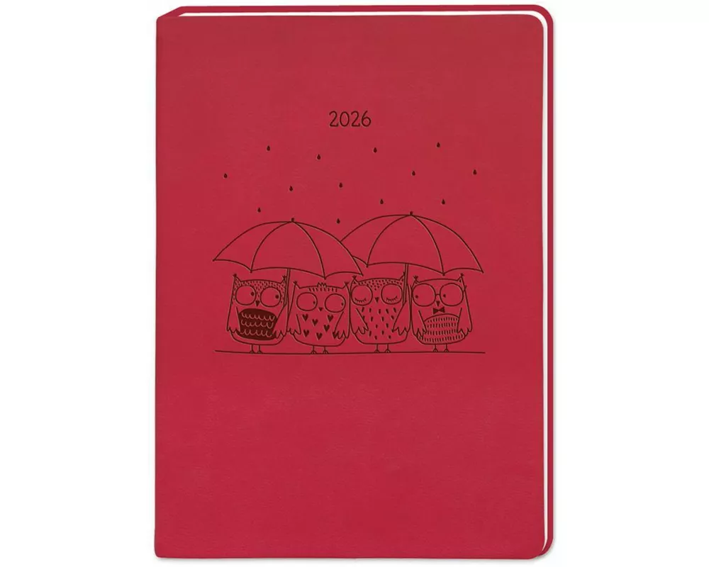 Terminplaner Lederlook 2026 Rot