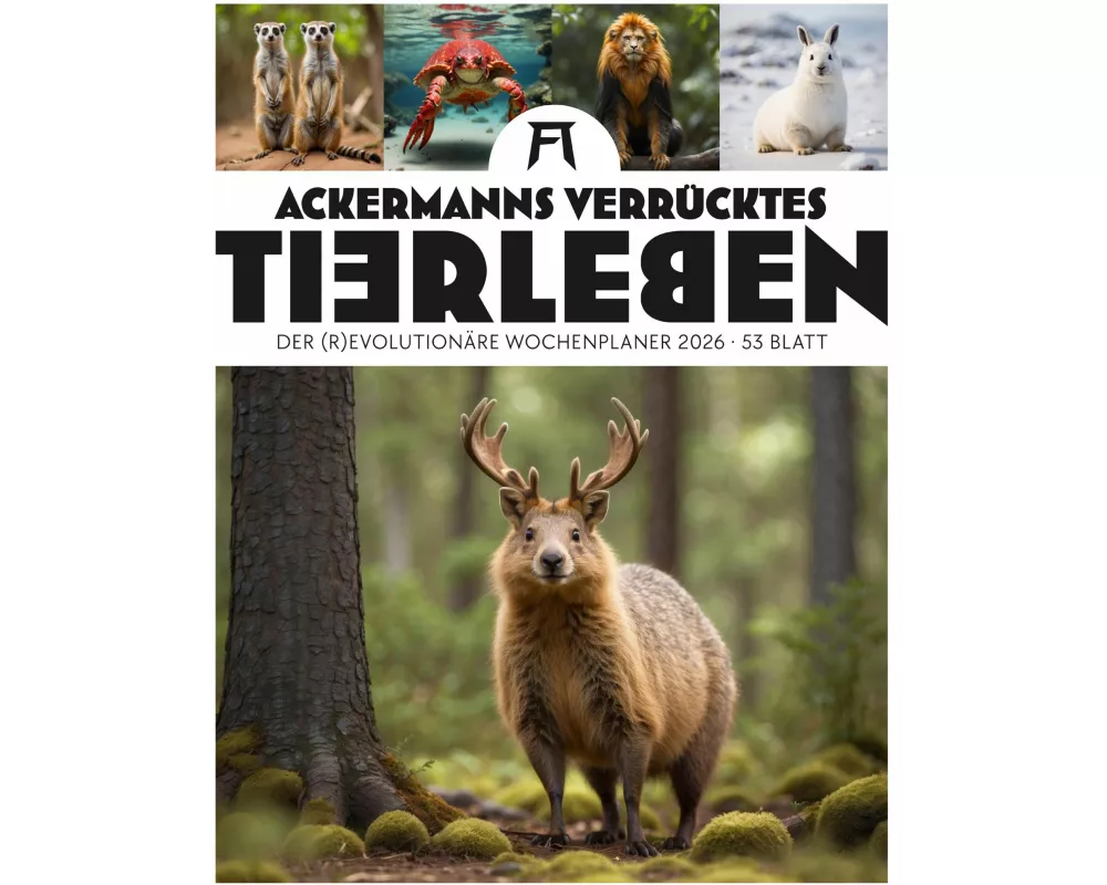 Verrücktes Tierleben Wochenplaner mit KI-Bildern Kalender 2026