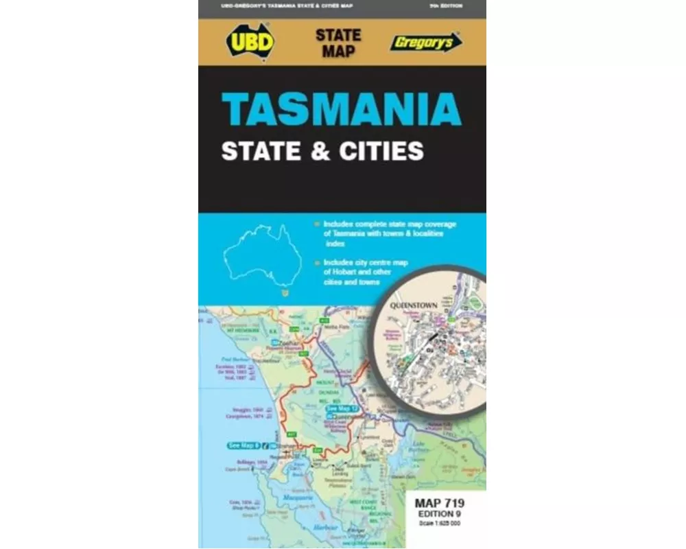Tasmania State & Cities Map 719 9th ed (waterproof)