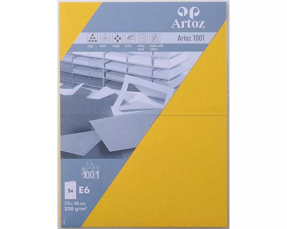 Artoz Blankokarte 1001, E6, 5 Blatt, Sonnengelb