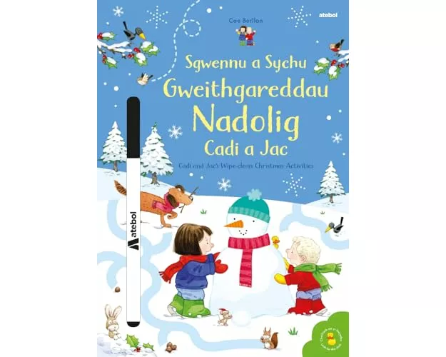 Sgwennu a Sychu - Gweithgareddau Nadolig Cadi a Jac / Cadi and Jac's Wipe-Clean Christmas Activities