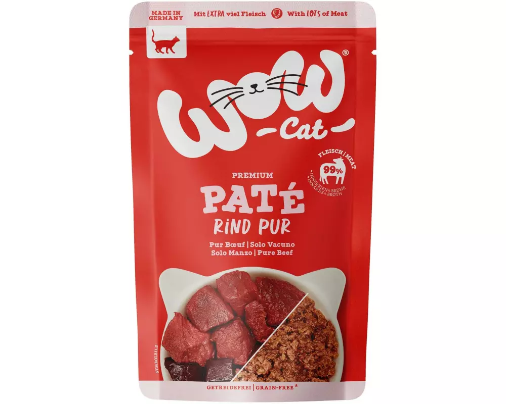 WOW Nassfutter Adult Paté Rind Pur, 125 g
