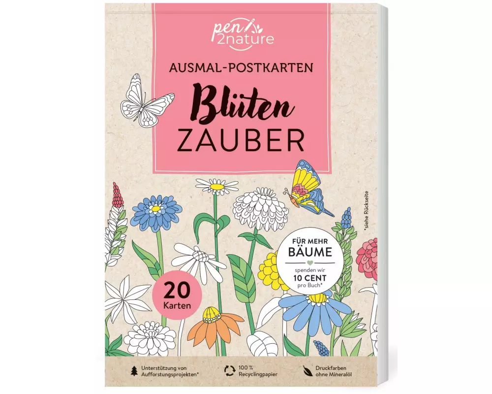 Ausmal-Postkarten Blütenzauber | 20 Karten