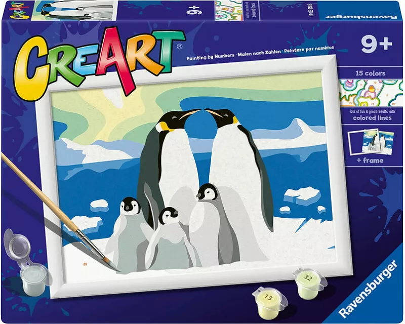 CreArt, Malen nach Zahlen Kinder - Pinguin-Familie
