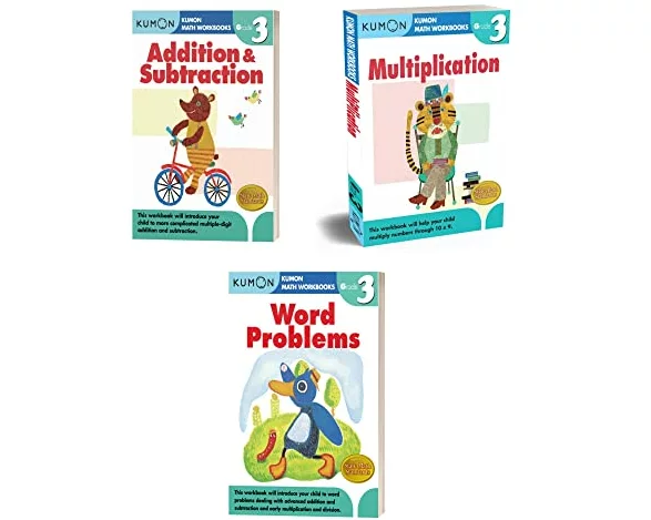 Kumon Grade 3 Workbooks Set (3 workbooks) Addition & Subtraction, Multiplication, Word Problems