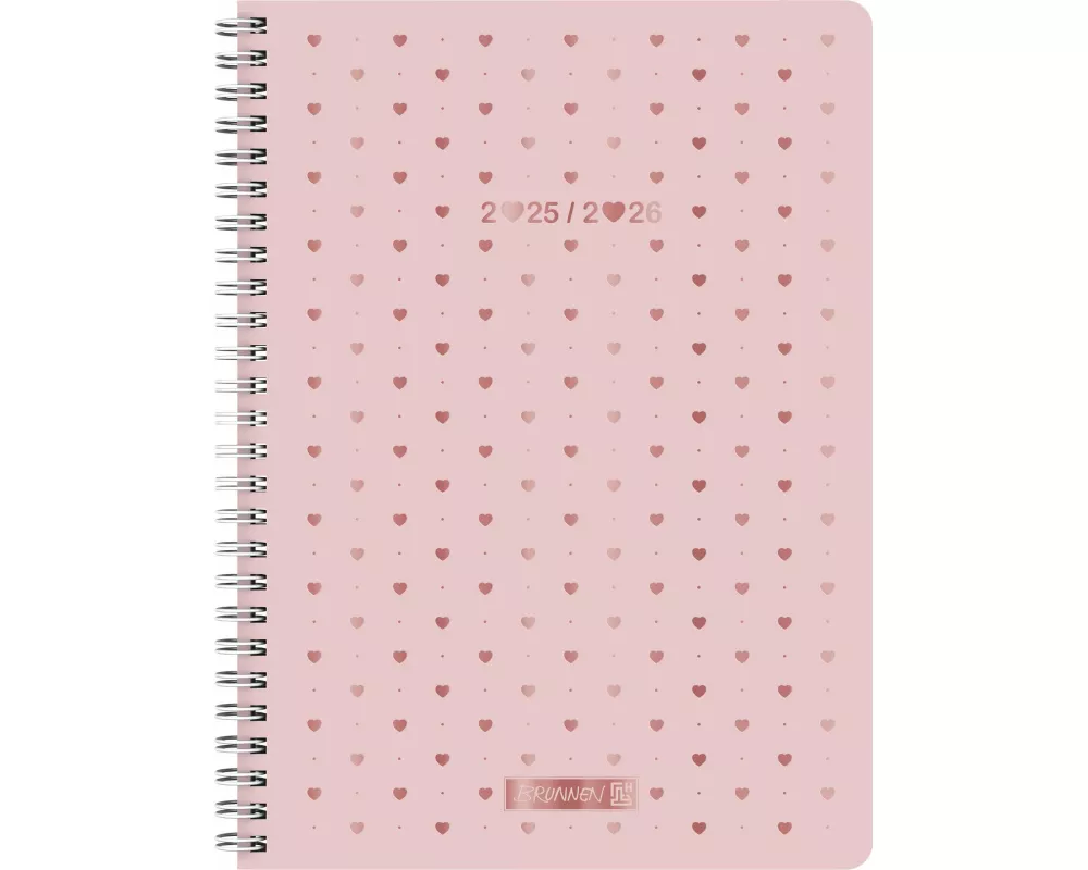 BRUNNEN Schülerkalender Style (2025/2026) "Pretty Pink", 2 Seiten = 1 Woche, A5, 160 Seiten, rosa
