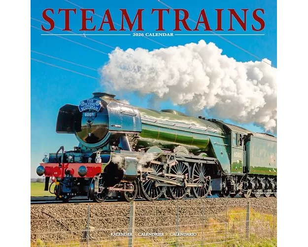 Steam Trains Calendar 2026 Square Trains Wall Calendar - 16 Month