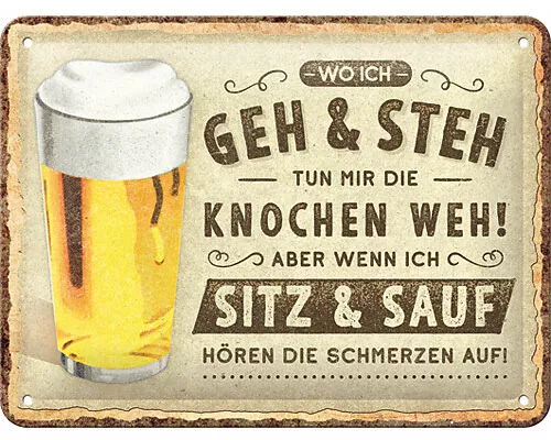 Blechschild. Open Bar / Wo ich geh und steh - Bier