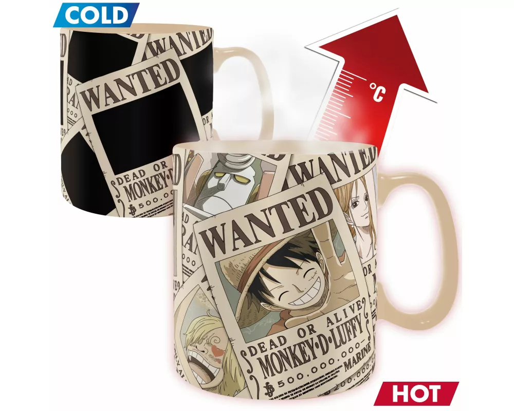 ONE PIECE - Mug Heat Change - 460 ml - Wanted - cardboard box