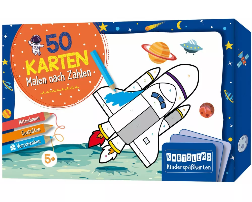 50 Karten Malen nach Zahlen - Weltraum