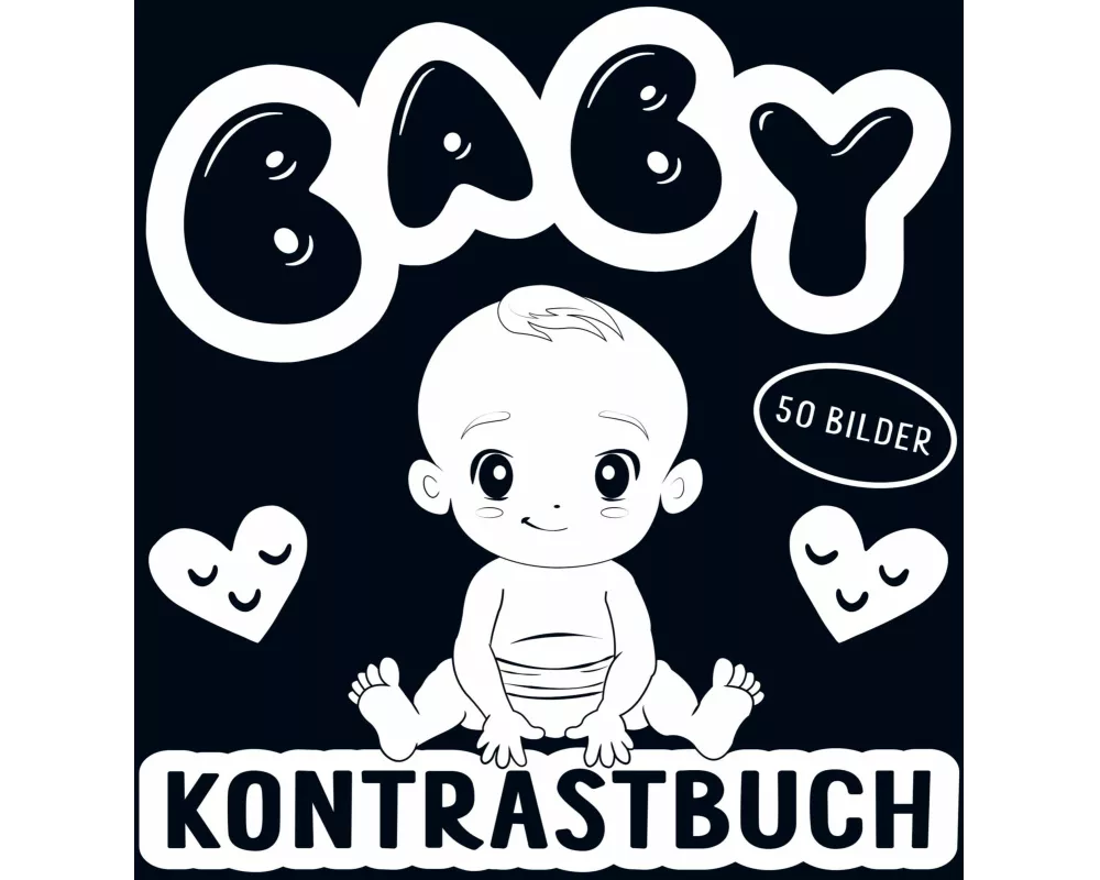 Kontrastbuch Baby - Schwarz Weiß Buch mit 50 niedlichen Bildern