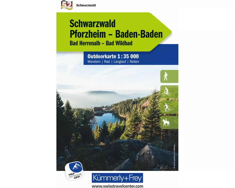 Kümmerly+Frey Outdoorkarte Deutschland 52 Schwarzwald, Pforzheim, Baden-Baden 1:35.000