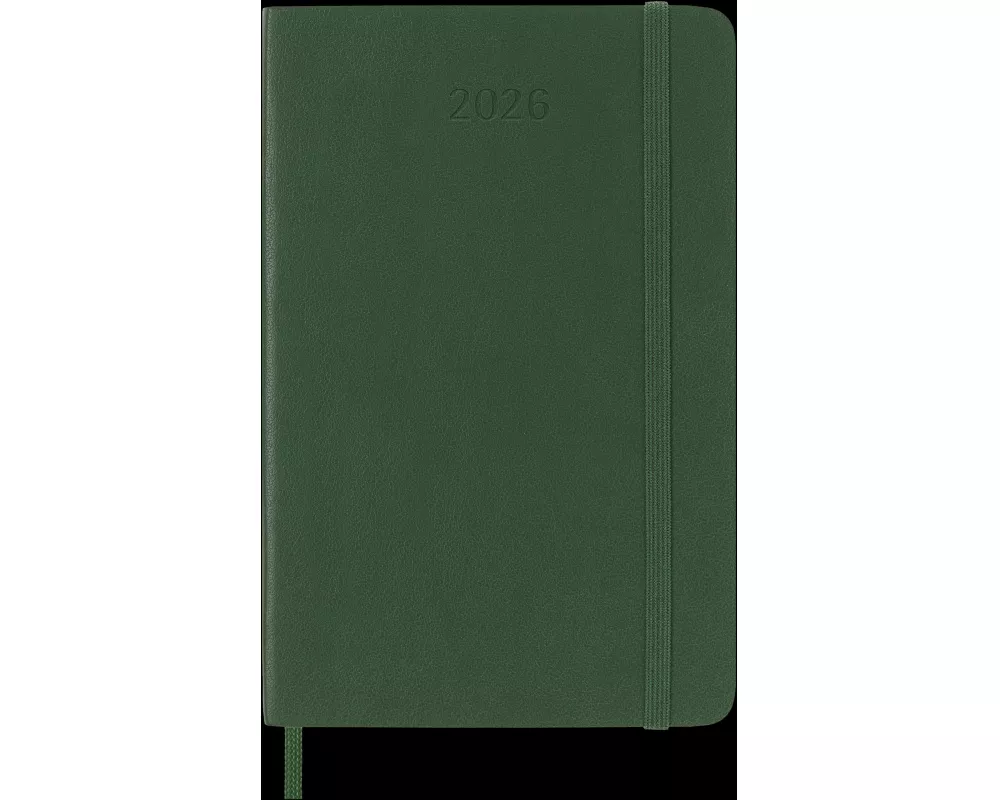 Moleskine 12 Monate Tageskalender 2026, Pocket/A6, 1 Tag = 1 Seite, Weicher Einband, Myrtengrün