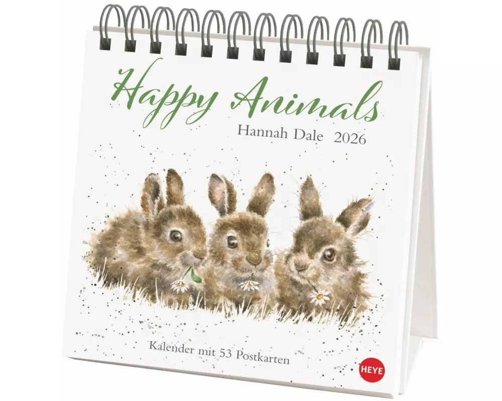 Hannah Dale: Happy Animals Premium-Postkartenkalender 2026