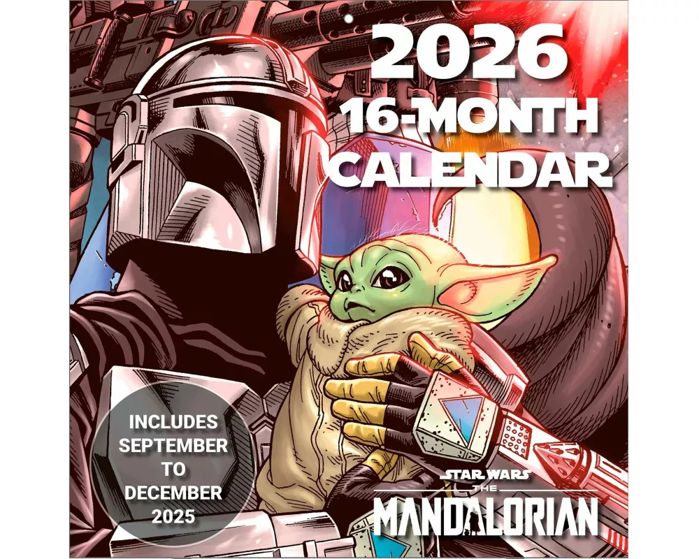 Pyramid - THE MANDALORIAN 2026 – Broschürenkalender 30×30 cm mit Din Djarin & Grogu (Baby Yoda) – Star Wars Wandkalender für Sci-Fi- & Serien-Fans