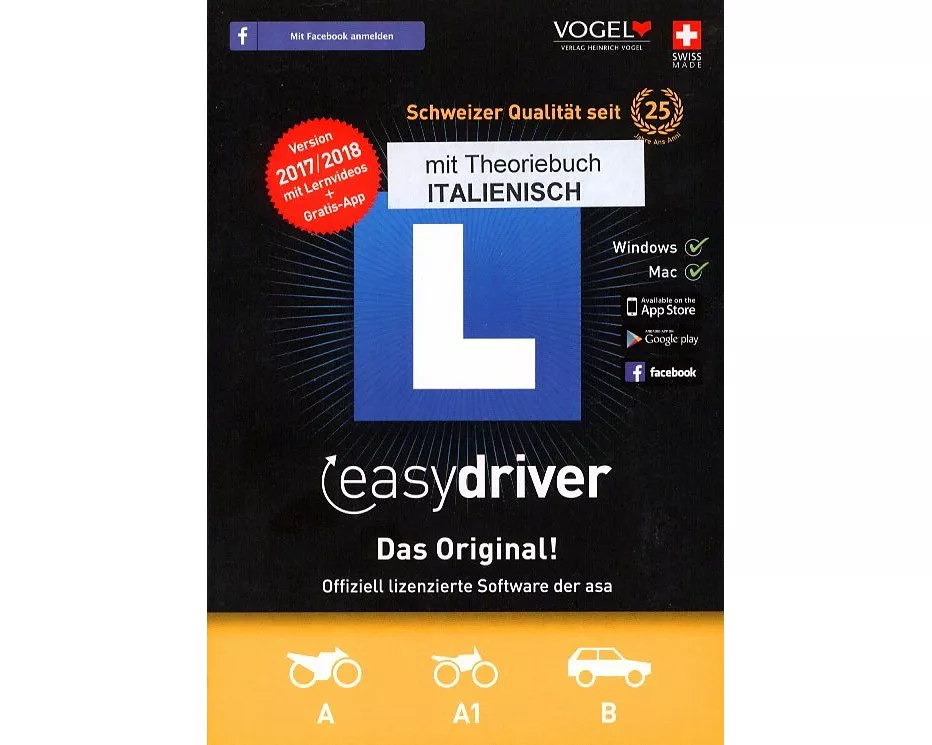 easydriver. Version 2018. Kategorie A und B. CD-ROM mit Theoriebuch Italienisch