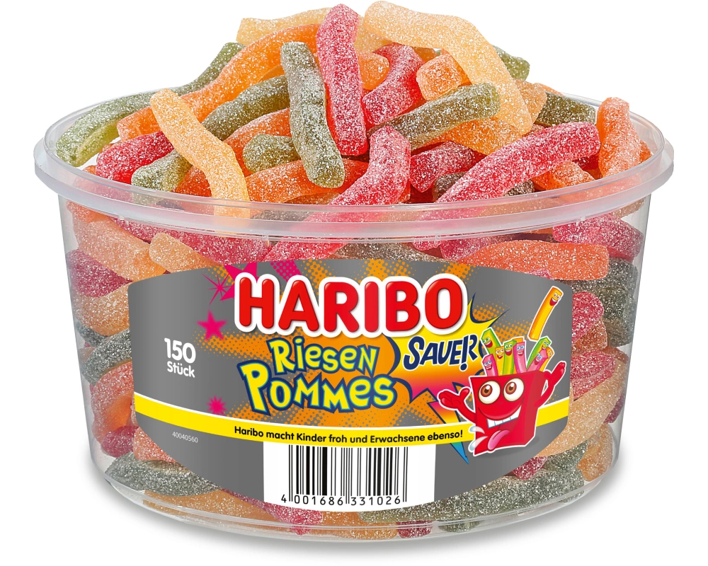HARIBO Saure Riesen-Pommes 60472 Dose 1200g, 150 Stk.