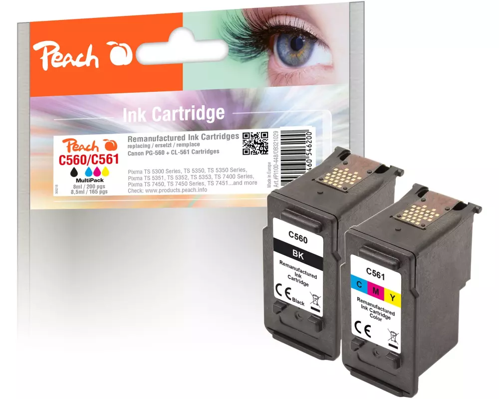 Peach Tinte Canon PG-560/CL-561 Multi-Pack 1x BK, 1x CMY