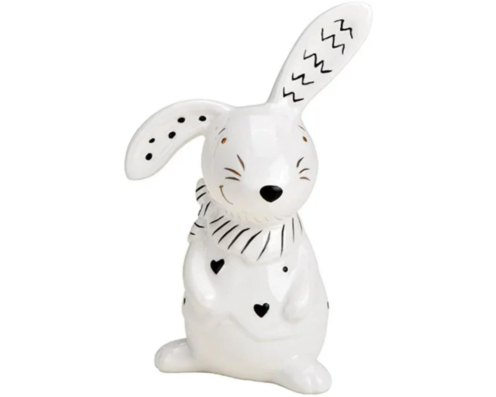 G. Wurm Aufsteller Hase 12 cm, Schwarz, Weiss