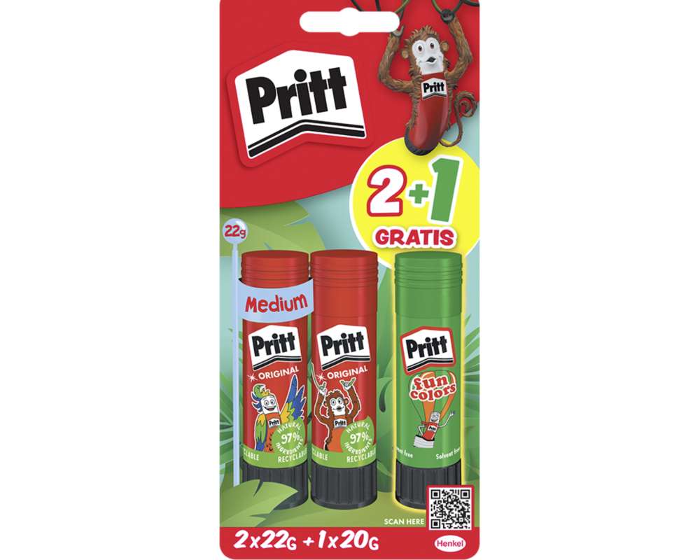 PRITT Klebestift Tierisch Wild PBS2B 2x22g Sticks + 1x20g grün