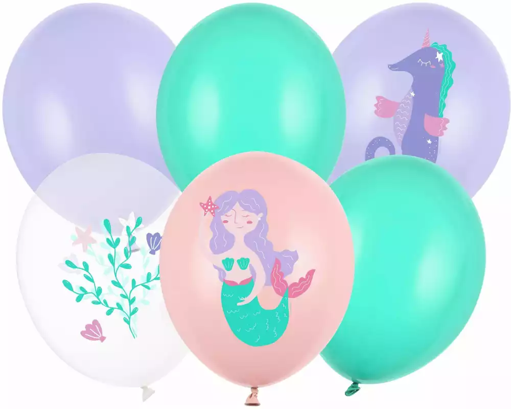 Partydeco Luftballon Meereswelt Grün/Rosa/Violett, Ø 30 cm, 6 Stück