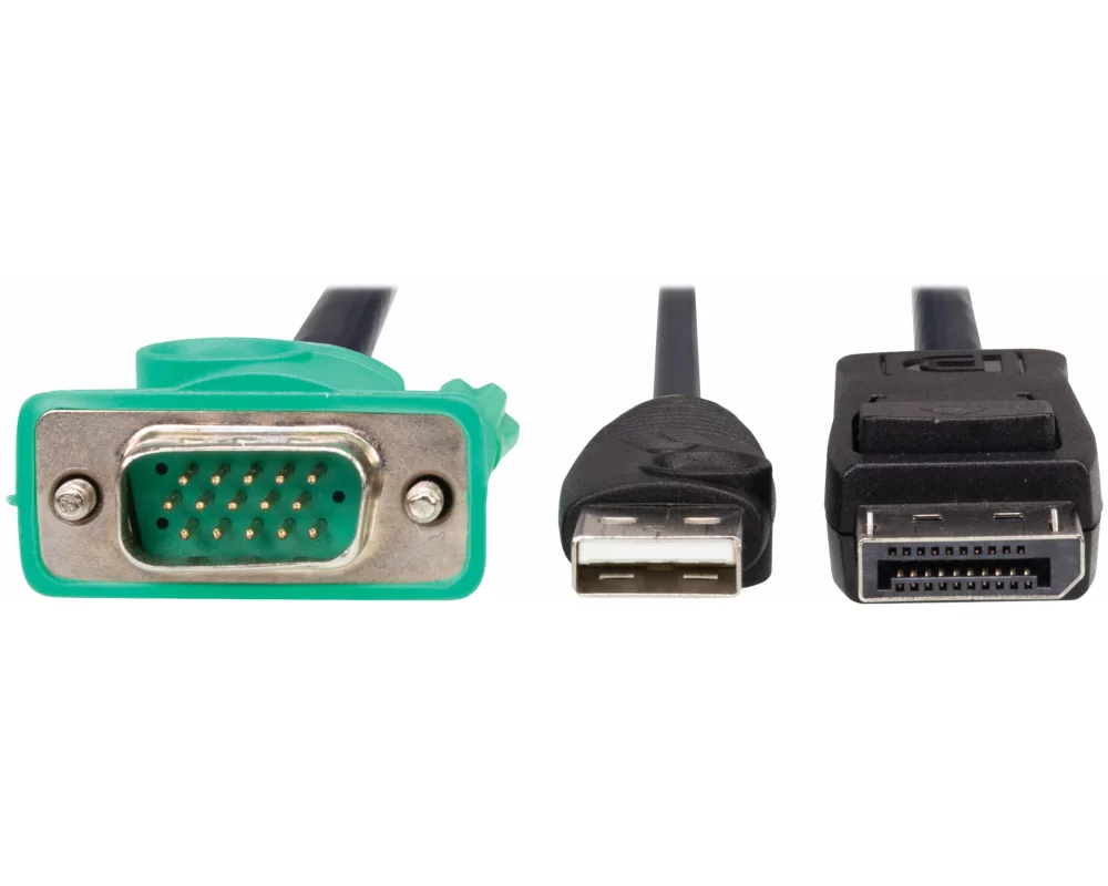 EATON TRIPPLITE VGA, to DisplayPort, and, USB-A, Adapter, Cable, Kit, for Tripp, Lite, B020-U, and, B022-U, KVM, 6ft, 1.8m