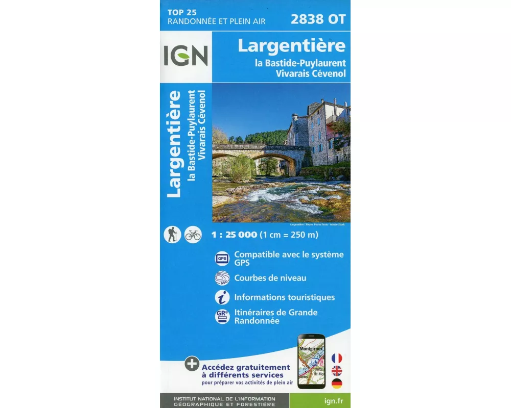 Largentière.la Bastide-Puylaurent Vivarais Cévenol 1:25 000