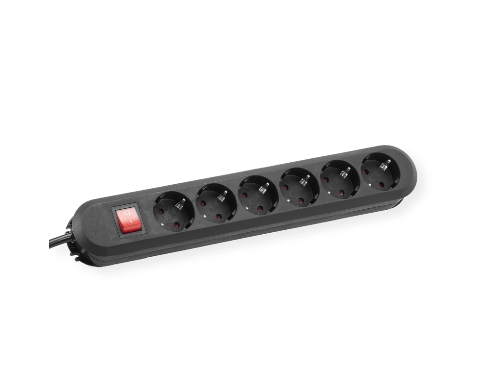 BACHMANN SMART Steckdosenleiste 6x Schutzkontakt, Schalter, schwarz, 3 m