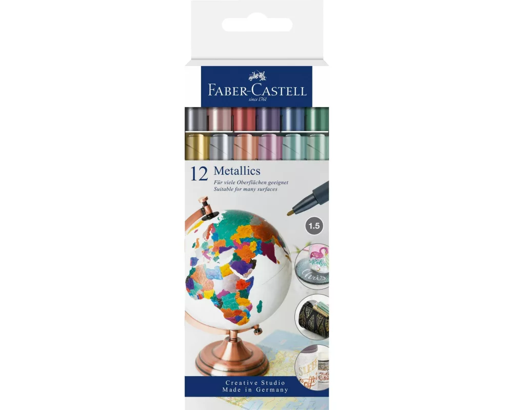 Faber-Castell Filzstift Metallics 12 Stück, Mehrfarbig