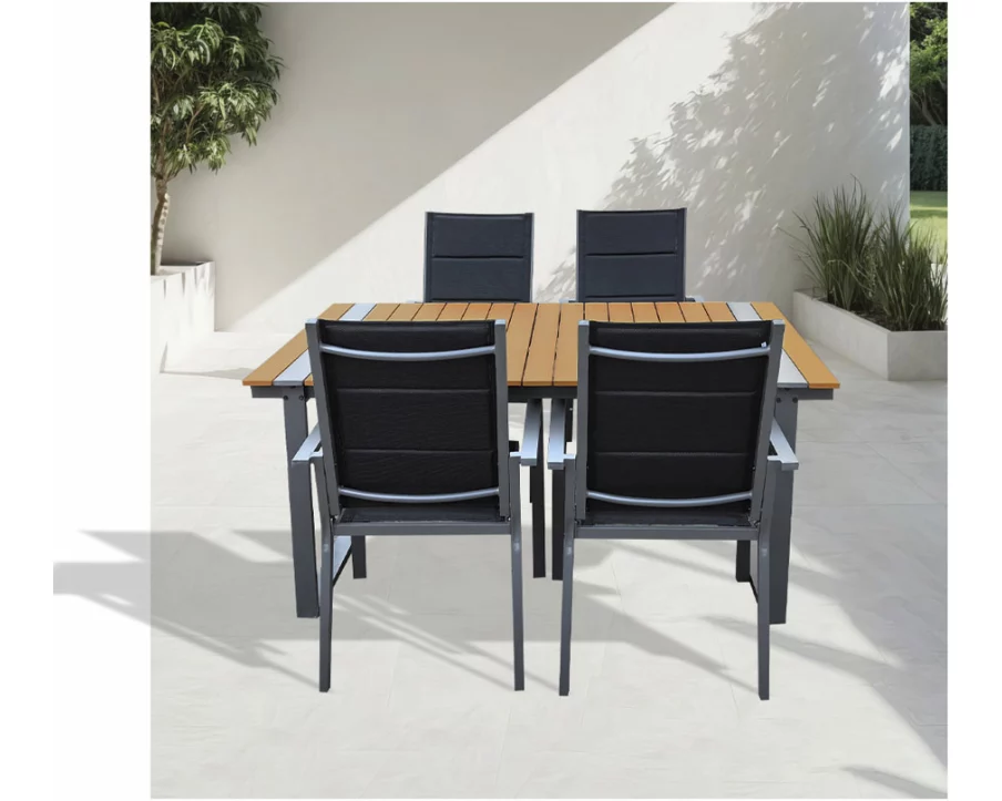 CONTINI Gartentischset 160x90cm mit 4 Stühlen