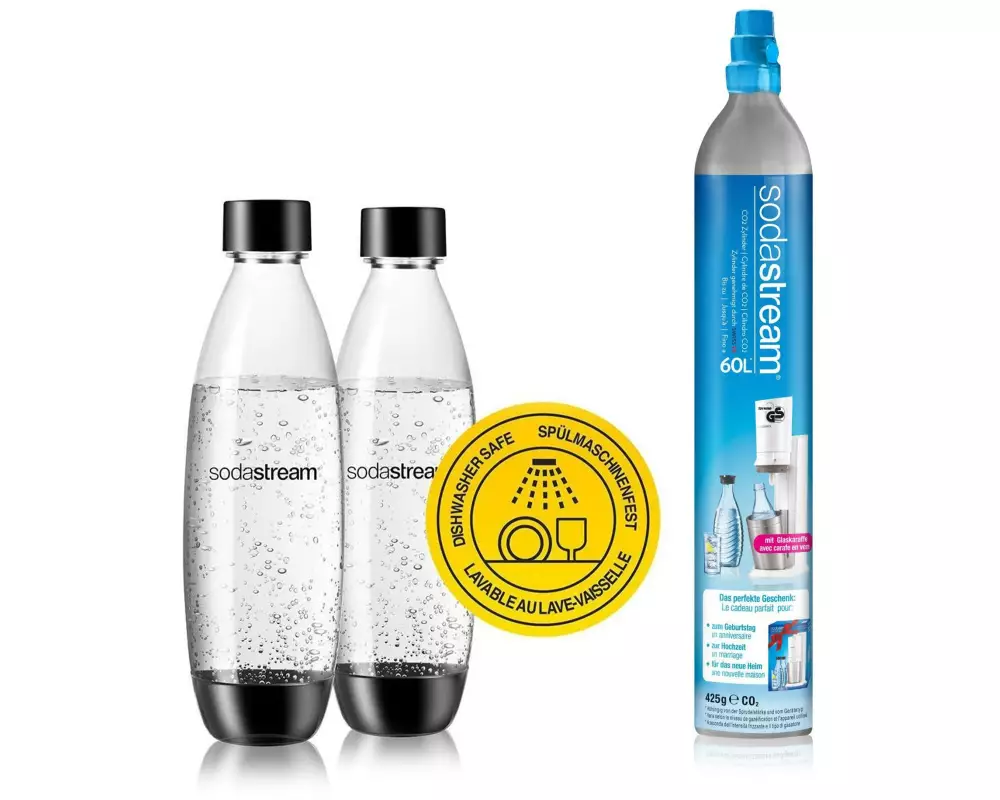 Sodastream Set mit 2 Flaschen und CO₂-Zylinder