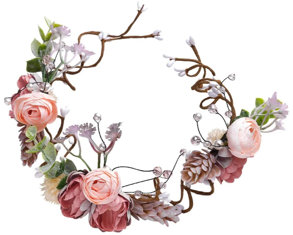 Trisa Accessoires Blumenkranz-Perlen Blumenkranz Perlen Altrosa & Lila